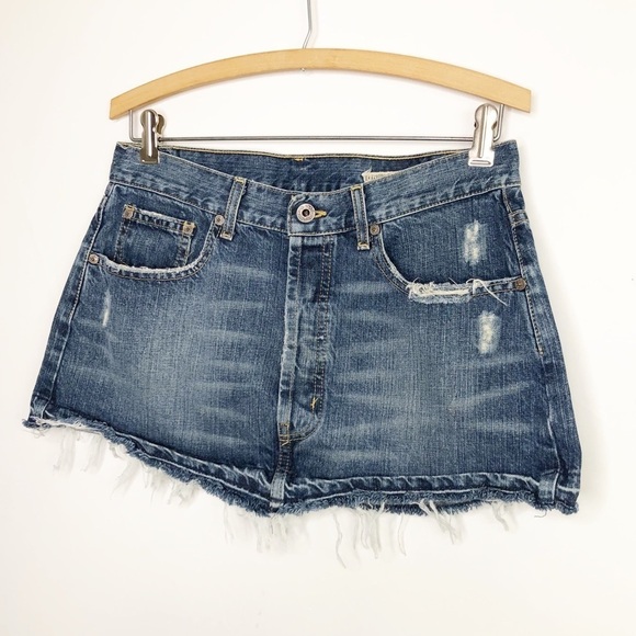 CHIP & pepper ultra distressed button fly mini denim skirt - Picture 9 of 12